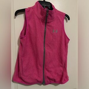 Under Armour girls pink fleece vest youthxl. Cold gear
